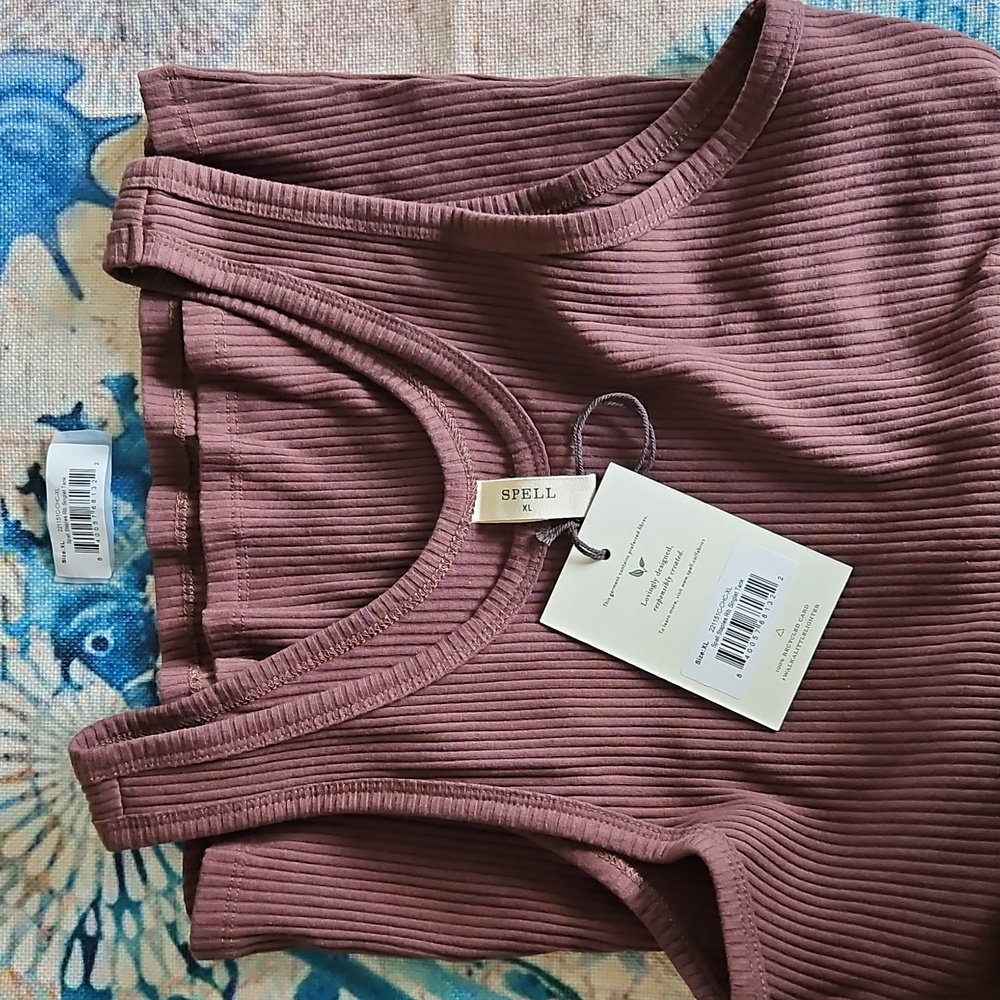 Spell Staples Ribbed Singlet Tank Size XL In Chocolate - Picture 7 of 12
